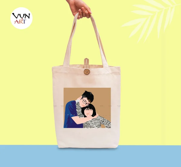 Túi tote canvas ảnh cặp đôi