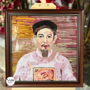 Tranh chân dung ghép lụa Danh nhân Chu Văn An