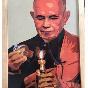Tranh chân dung ghép lụa Thầy Thích Nhất Hạnh
