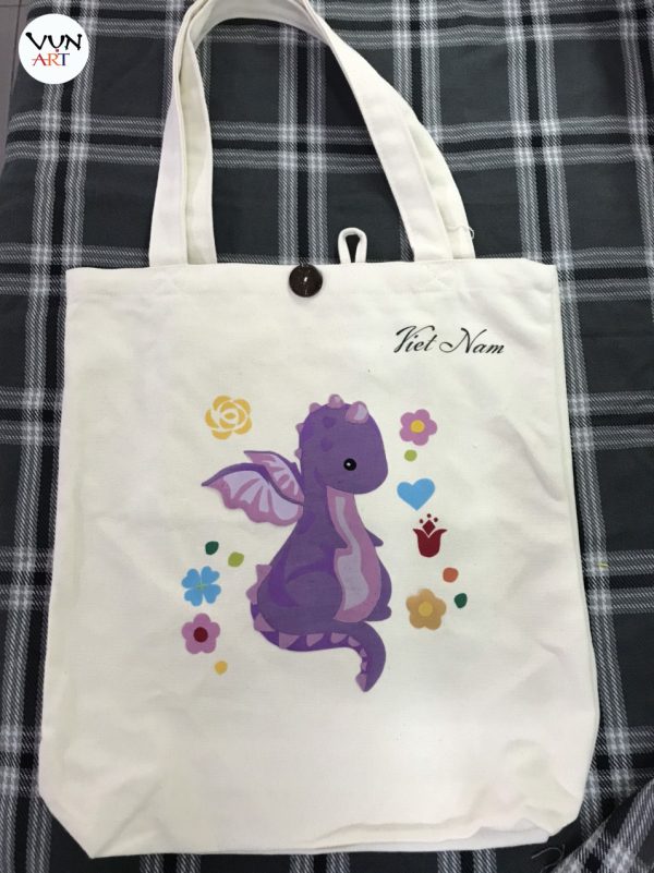Túi tote họa tiết chú Khủng long đáng yêu