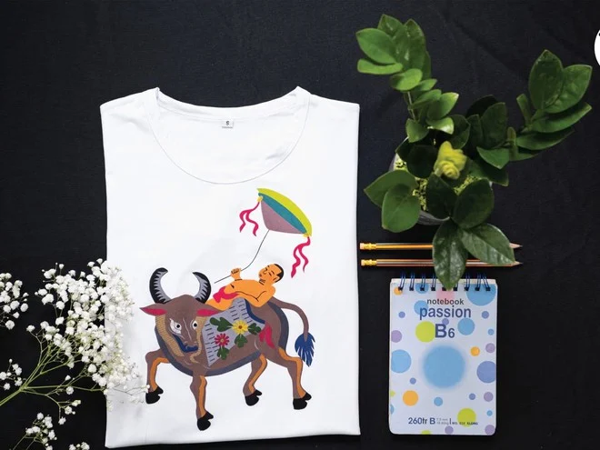 Vun Art Silk Patchwork T-shirt